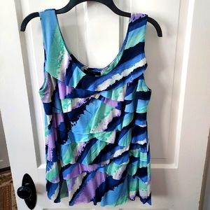 Style & Co large sleeveless ruffle front layers tank top
